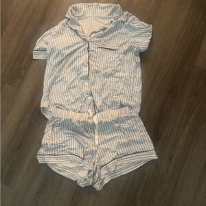 Blue and White Striped Pajama Set